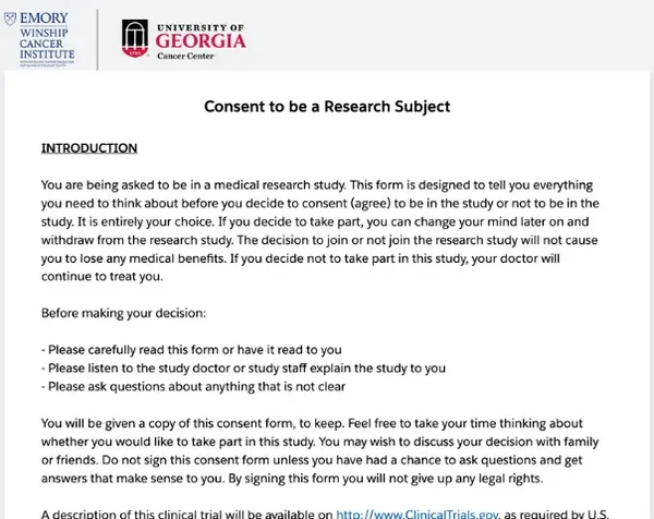 Consent form preview